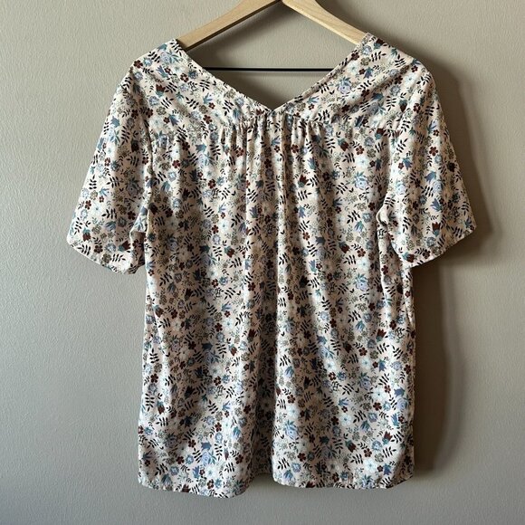 Women's S Pleione Floral Blouse Light Pink Lightweight Short Sleeves Print - Picture 3 of 7